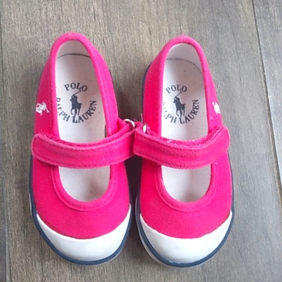 RALPH LAUREN POLO HOT PINK MARY JANE SNEAKERS WITH EASY VELCRO BUCKLE GIRLS 5T - Picture 3 of 9